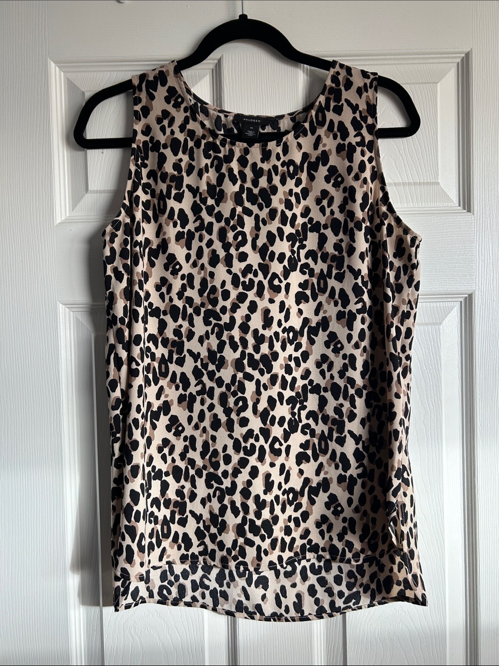 Halogen Leopard Print Sleeveless Camisole - Beige and Black
